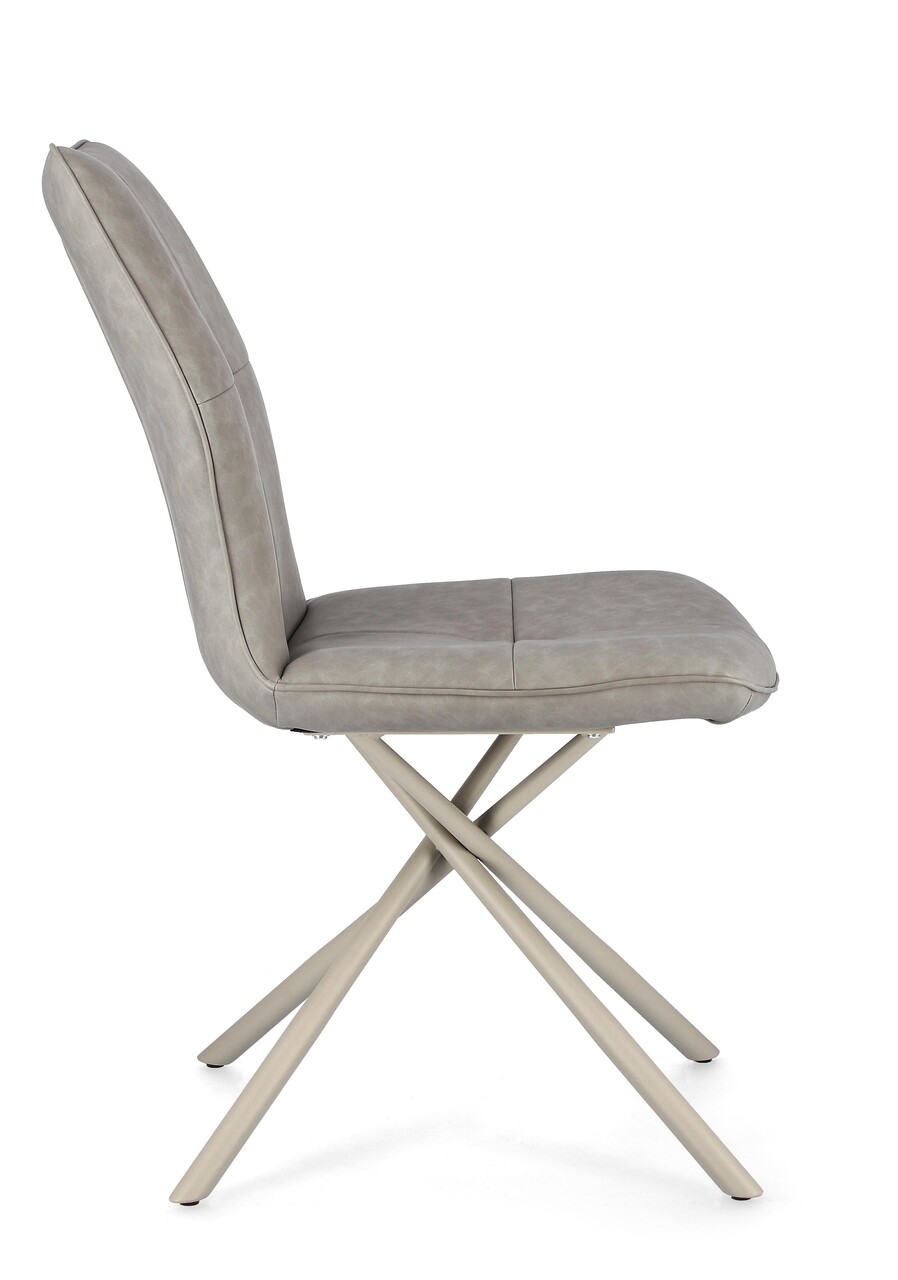 Scaun Kepler, Bizzotto, 50 x 66 x 94 cm, otel/piele ecologica, grej - 1 | YEO