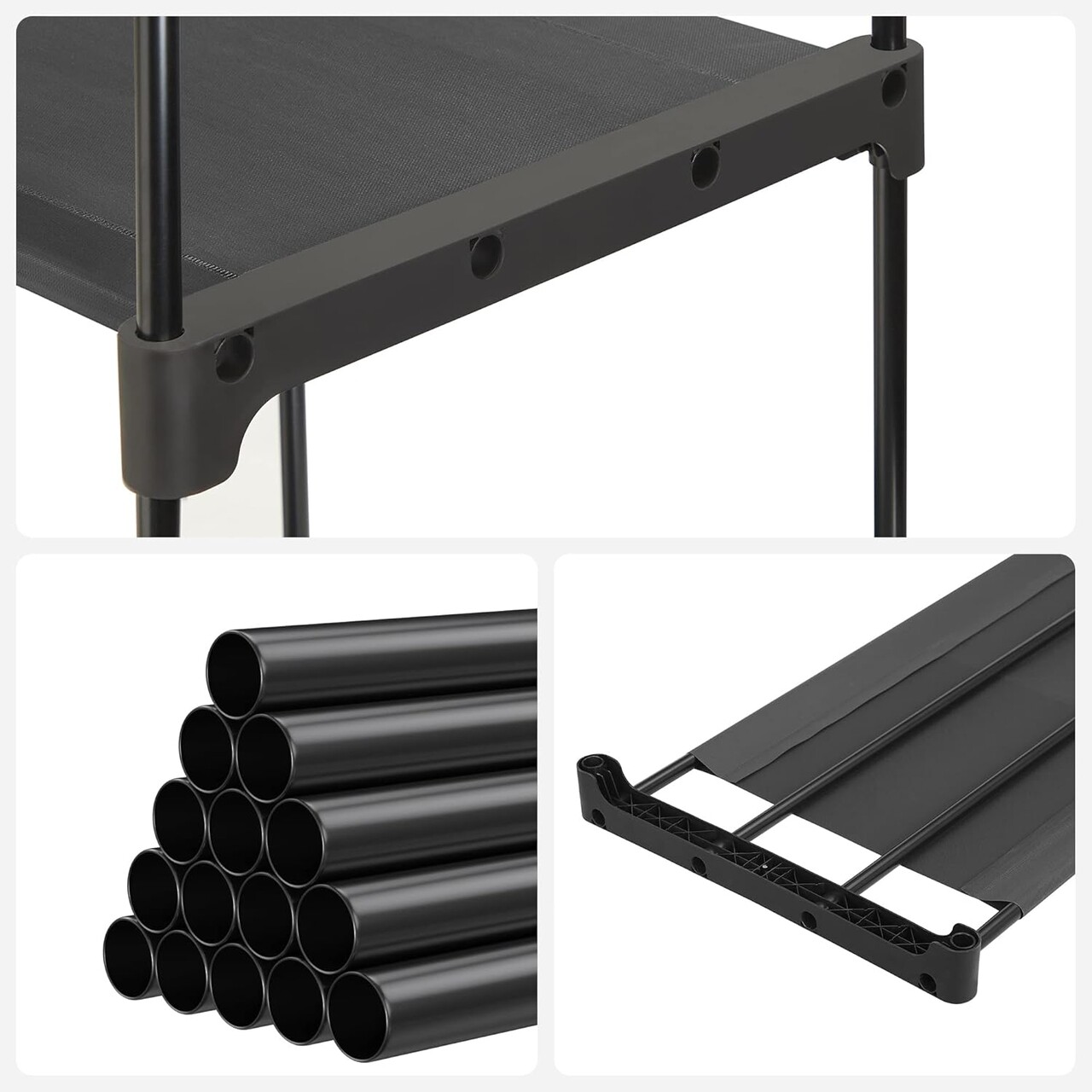 Dulap textil pentru haine, Songmics, 112x43x165 cm, material netesut/metal, max 80 kg, negru - imagine 5