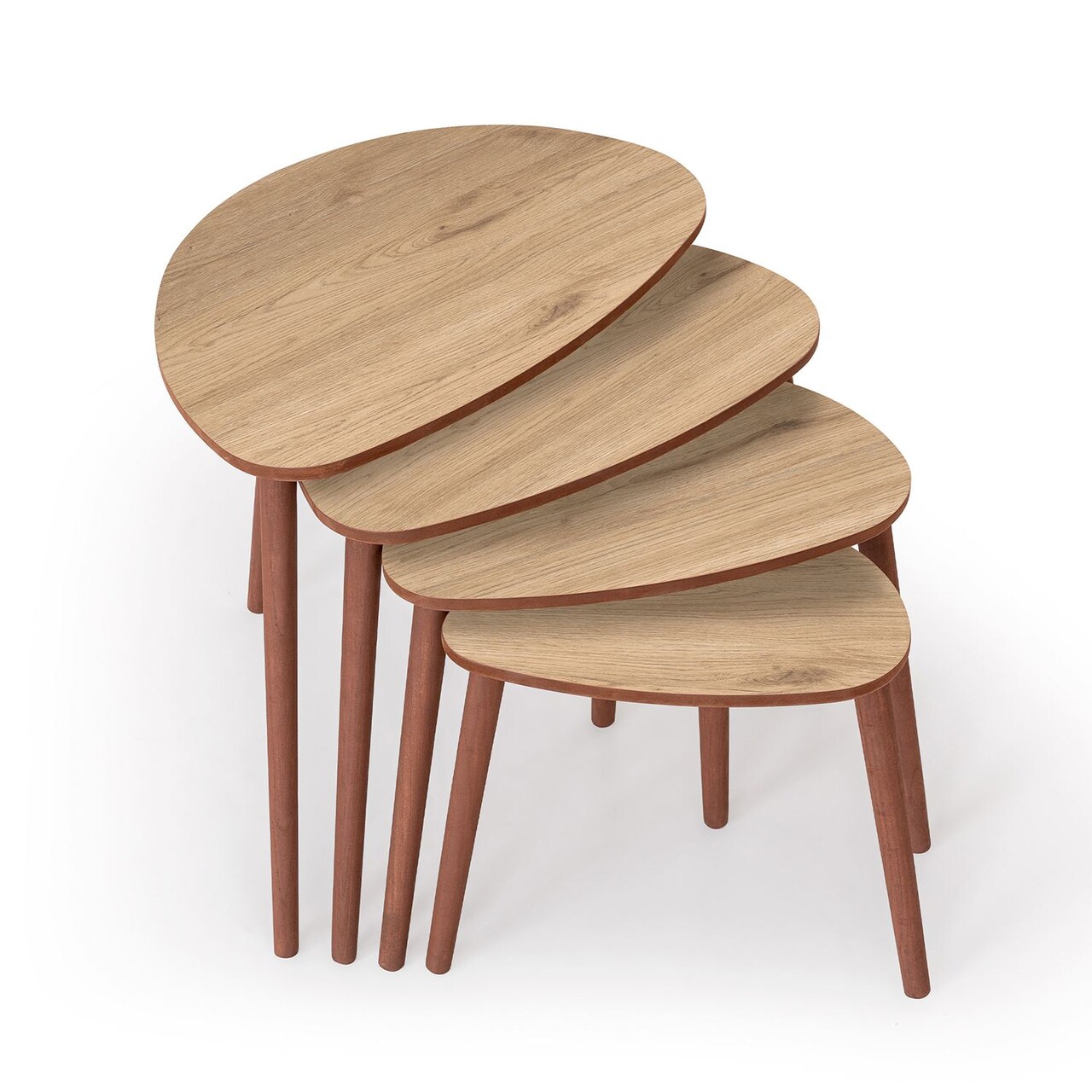 Set masute Nesting 4 piese, Hanah Home, Nora, Stejar - imagine 4