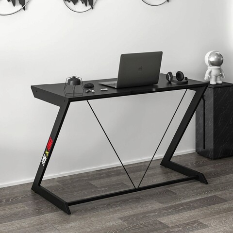 Birou pentru jocuri, Minerva, Zoned, 120x60x77 cm, PAL, Negru