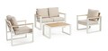 Set mobilier pentru gradina/terasa 4 piese Leandro, Bizzotto, aluminiu/poliester impermeabil, alb/bej