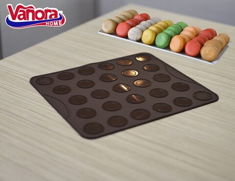 Tava pentru fursecuri/macarons Vanora, 29x26x0.3 cm, silicon, maro
