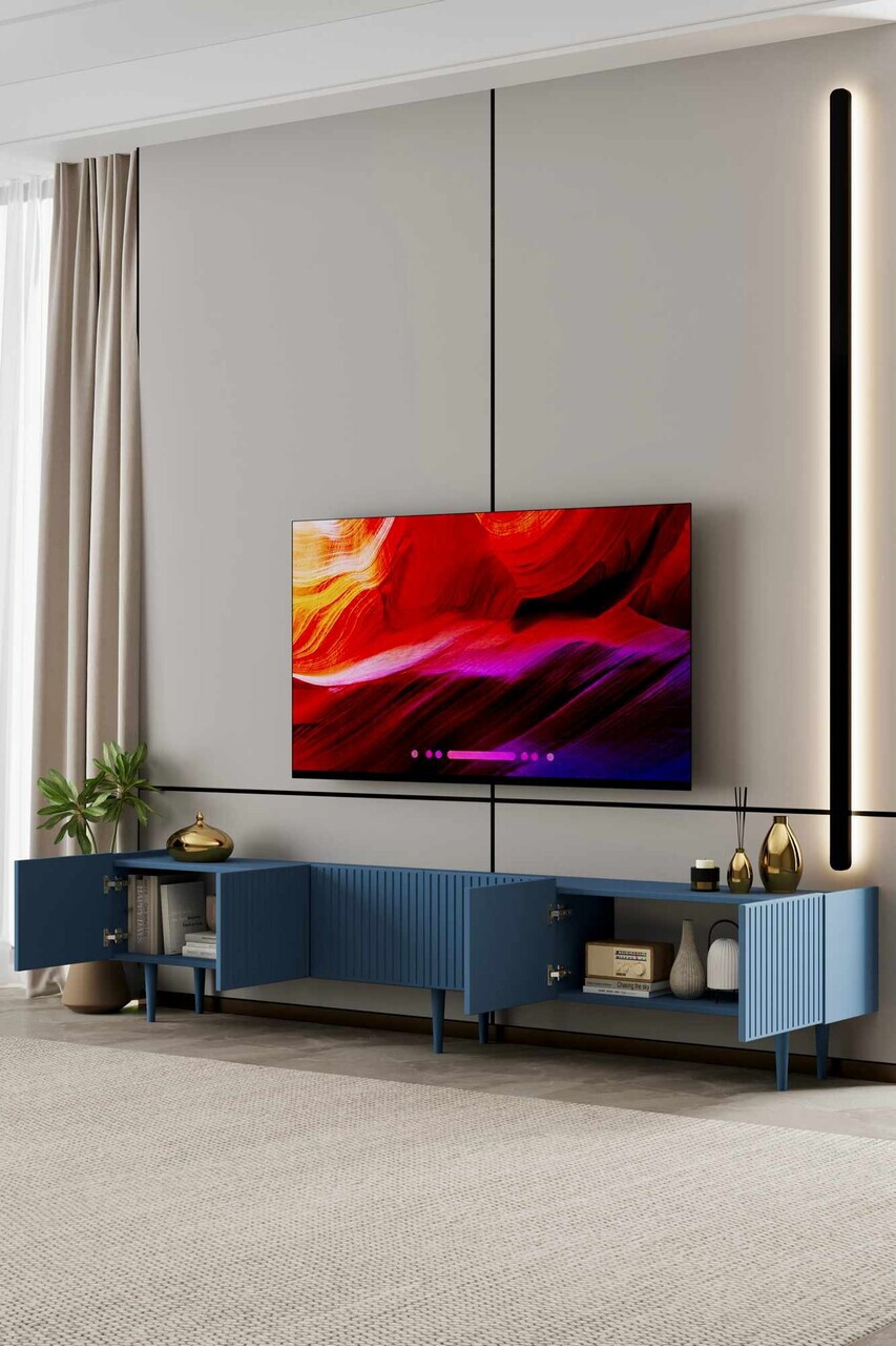 Comoda TV, Hanah Home, Capella 240, 240x50x29 cm, MDF, Albastru - view 3