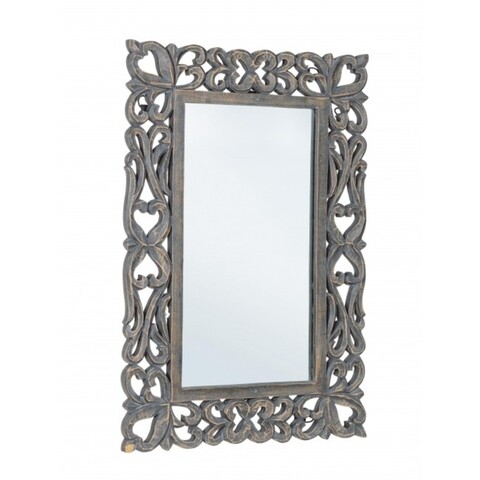 Oglinda decorativa, dalila, bizzotto, 45x60 cm, mdf sculptat manual, gri