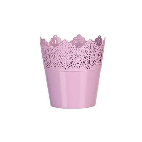 Ghiveci Koronka dantelat 16,5 cm, plastic, roz
