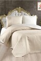 Set cuvertura de pat dubla 3 piese, Sanem - Cream, Beige, Lumea zestrei, Bumbac
