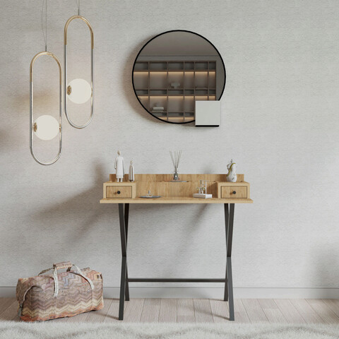 Masa de toaleta / machiaj, Mod Design, Dubai, 100x50x89 cm, Stejar / Negru 100x50x89 imagine 2022