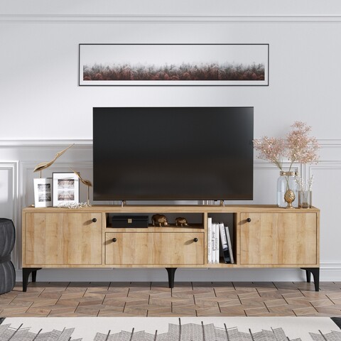 Comoda TV, Emerald, Penny, 180 x 52 x 35 cm, pal melaminat, stejar Comode