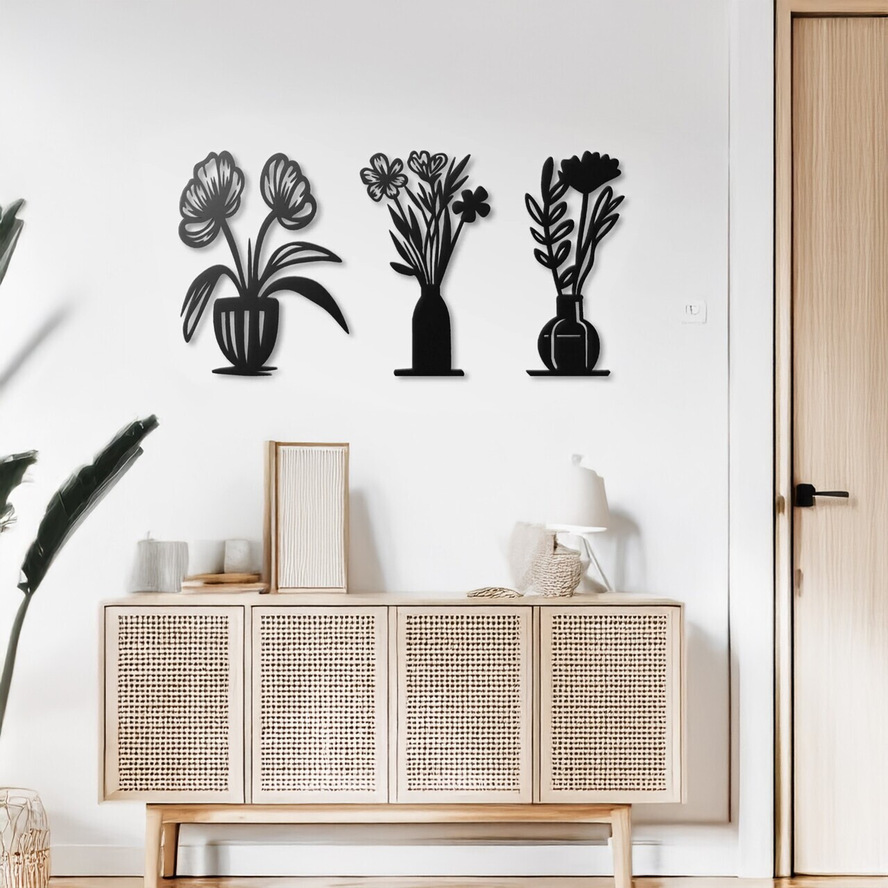 Set de accesorii decorative de perete din metal, DCV-1096-MT, Dimensiune: 15 x 40 cm (3 bucăți), Negru — imaginea 2
