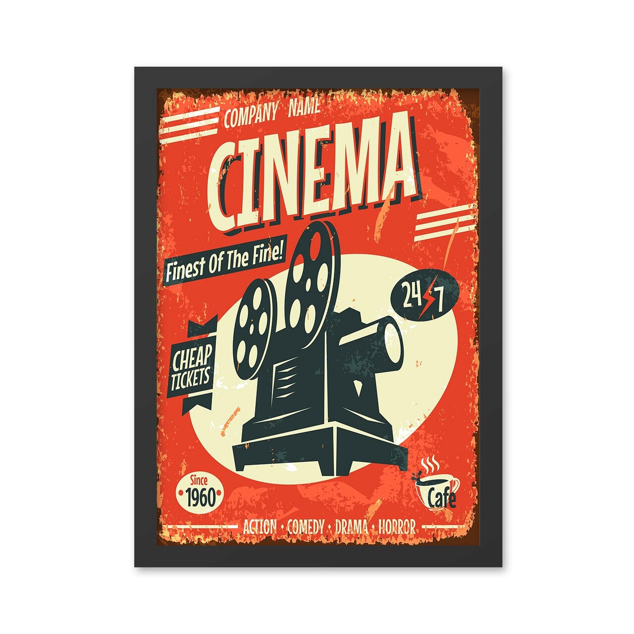 Tablou decorativ, Cinema 2 (40 x 55), MDF , Polistiren, Multicolor