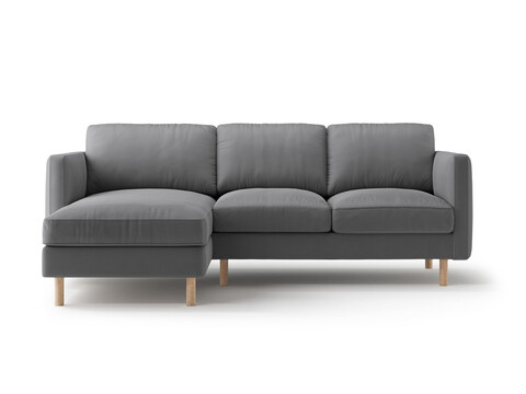 Coltar stanga 3 locuri, Eden, Micadoni, 223x150x90 cm, catifea, gri