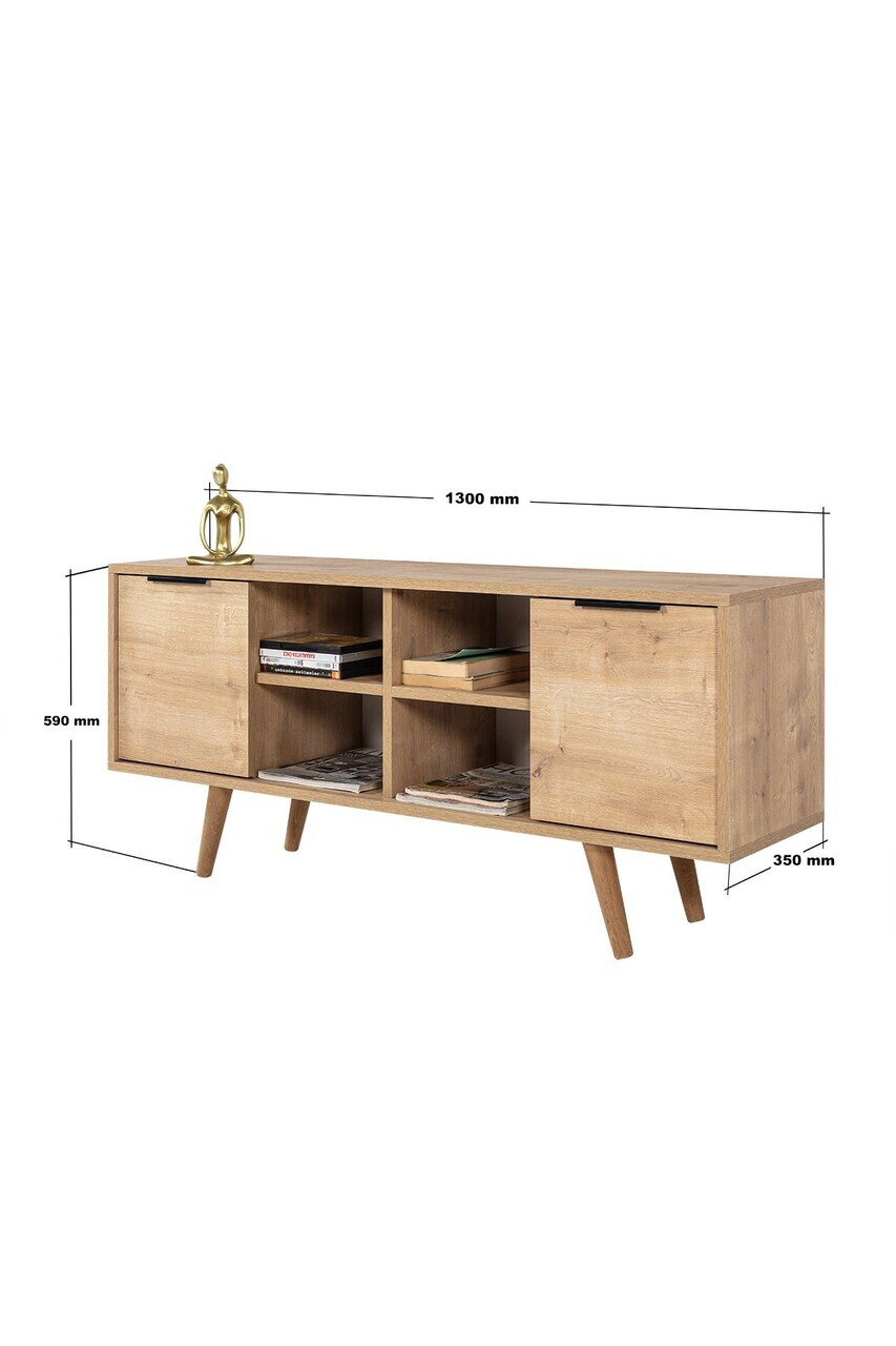 Comoda TV, Hanah Home, Sina 3322, 130x59x35 cm, PAL, Maro — imaginea 7