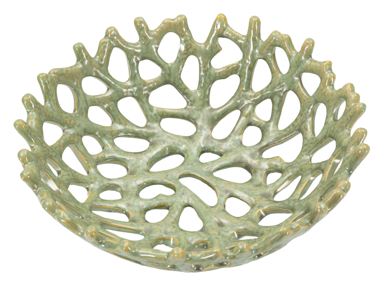 Vas decorativ Coral, Mauro Ferretti, 35x13 cm, ceramica, verde