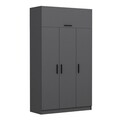 Dulap pentru haine, Minerva, Minar 3 Kapak 2 Çekmece 235, 135x235x52 cm, PAL, Antracit