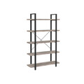 Biblioteca cu 5 rafturi, Vasagle, Industrial, 105x33.5x177.5 cm. PAL/otel, gri/negru