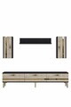 Comoda TV, Hanah Home, Ilay, 180x41x30 cm, Antracit / Travertin / Auriu