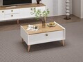 Masuta de cafea, Hanah Home, Mitra, 90x41x60 cm, Alb / Artizanal