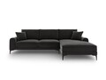 Coltar dreapta, Madara, Mazzini Sofas, 5 locuri, black legs, 254x182x90 cm, catifea, gri inchis