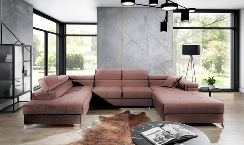 Coltar extensibil stanga 5 locuri ELTAP, Edr-107, Eduardo, 337x205x88 cm, lemn/poliester, roz