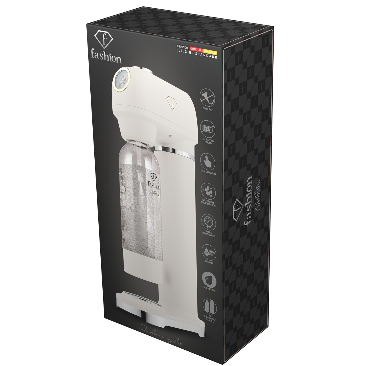 Aparat sifon Fashion TV, Sahara, 23x12x45 cm, 0.5L / 1L, inox/polipropilena, crem - view 11