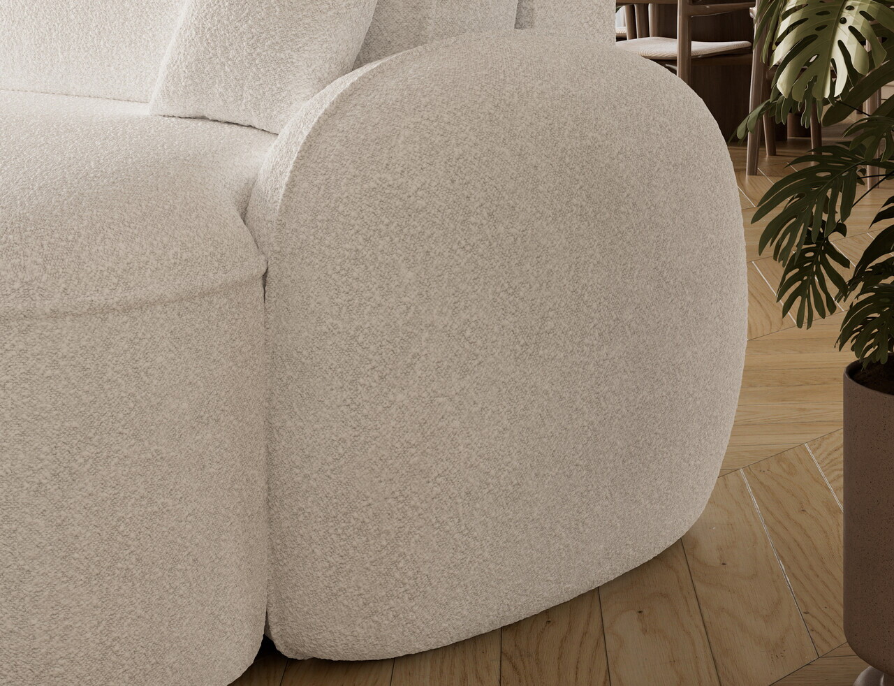 Coltar extensibil stanga 3 locuri ELTAP, Tesalia, 240x150x93 cm, lemn/tesatura boucle, alb — imaginea 10