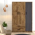 Dulap pentru haine, Mezza, Grande 3502, 120 x 181.8 x 48 cm, pal melaminat, nuc/gri
