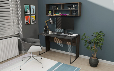 Birou, retricy, bronx, 120x59.6x114.2 cm, pal, antracit / stejar închis