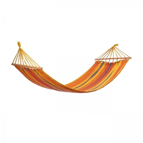 Hamac Orange cu bare de lemn, Heinner Home, 200 x 80 cm, poliester si bumbac, portocaliu
