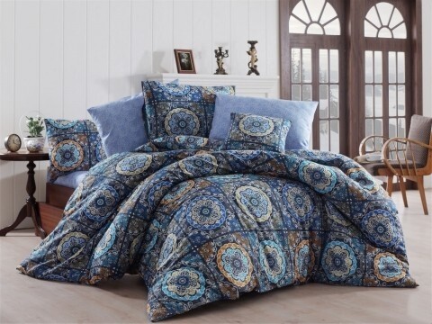 Lenjerie de pat pentru o persoana, 3 piese, amestec bumbac, Nazenin Home, Ashley Royal, multicolora