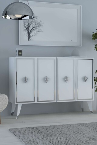 Consola, Hanah Home, 8177KM-32, 120x80x29.6 cm, PAL , Alb / Argintiu