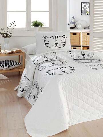 Set cuvertura dubla 3 piese, compari - white, enlora home, bumbac ranforce