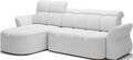 Coltar extensibil stanga 3 locuri ELTAP, Beneth, 301x185x115 cm, lemn/poliester, alb