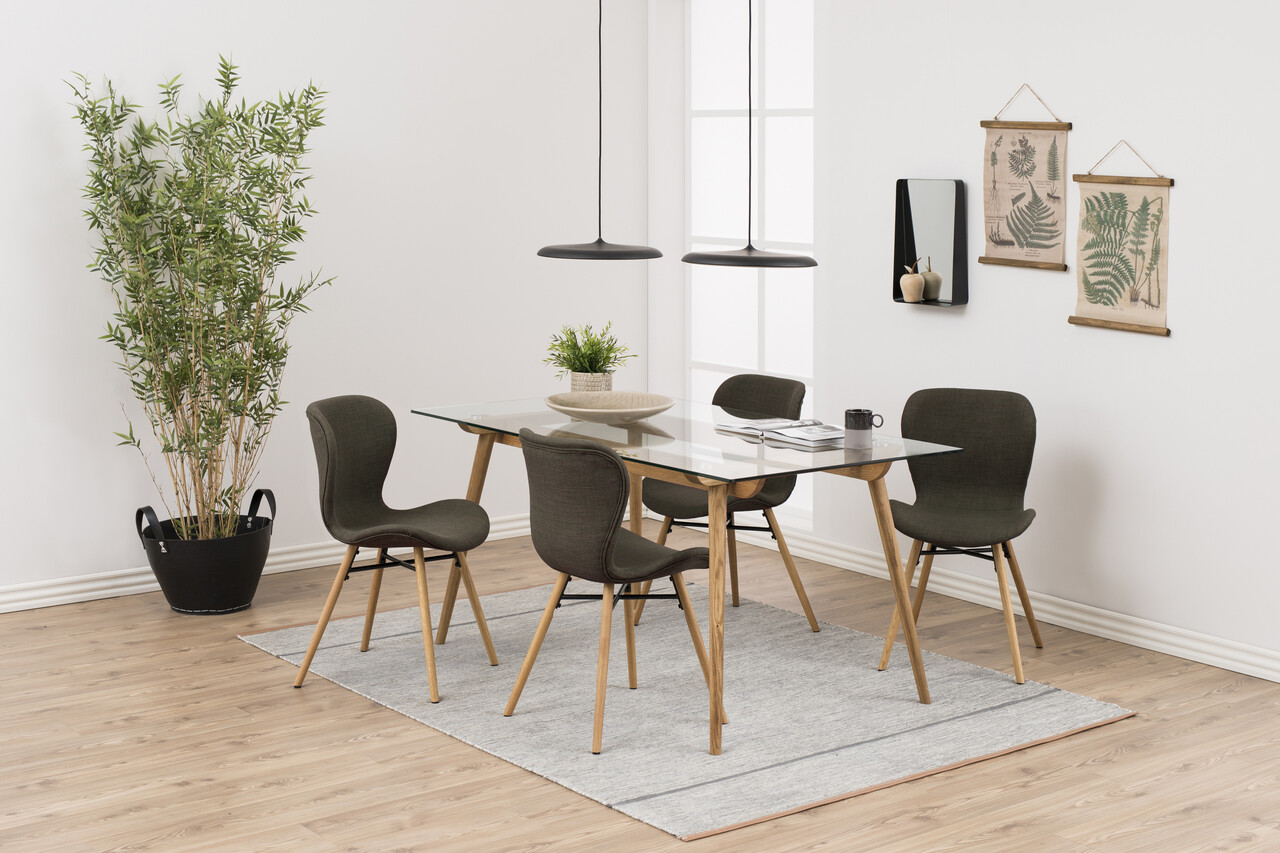 Scaun Batilda -A1, Actona, 47x53x82.5 cm, poliester/lemn de stejar, kaki - view 3