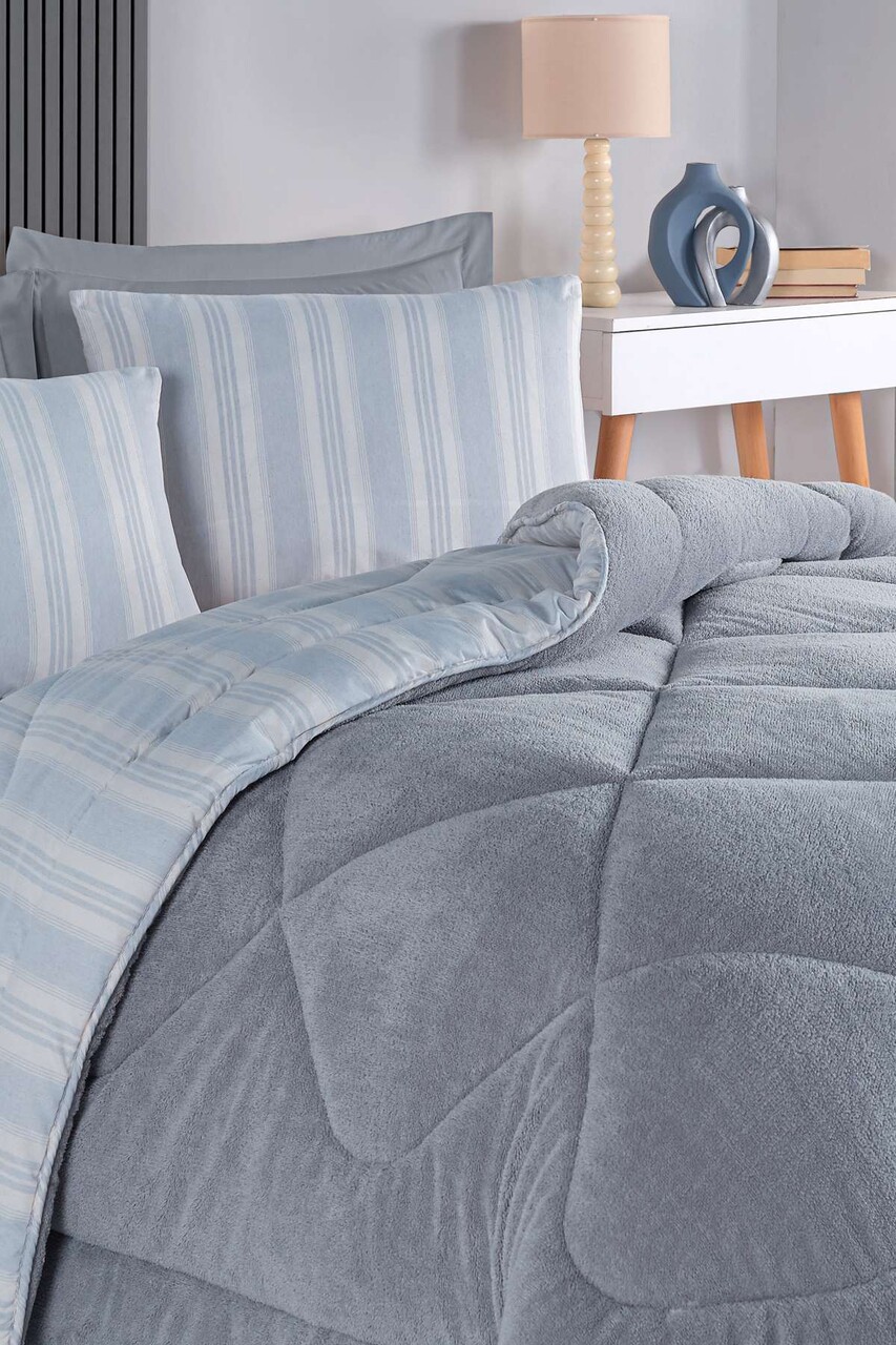 Set de dormit dublu, L'essentiel Maison, Soft Line, Gri - view 2