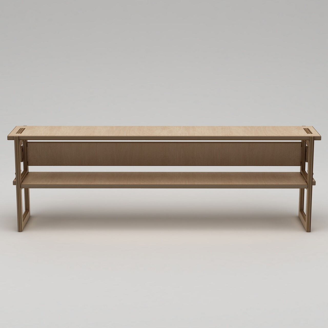 Comoda TV, Hanah Home, Linea, 220x70x38 cm, Placaj, Lemn natural - imagine 2