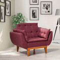 Set canapea extensibilă, Unique Design, 867UNQ1594, Lemn de carpen, Rosu claret
