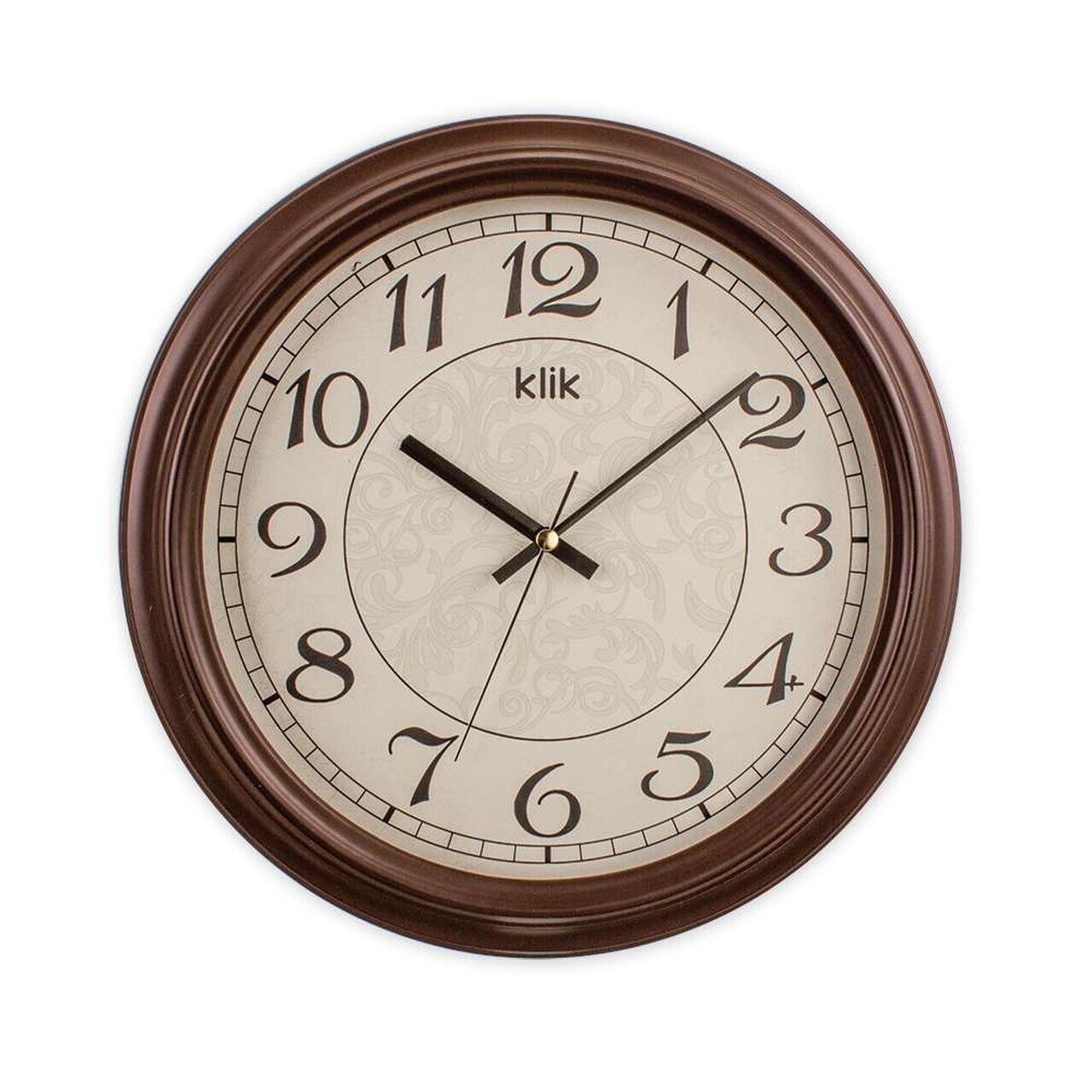 Ceas de perete decorativ, Alfa, 90% PLASTIC/10% STICLĂ, Dimensiune: 31 x 31 cm, Maro — imaginea 2