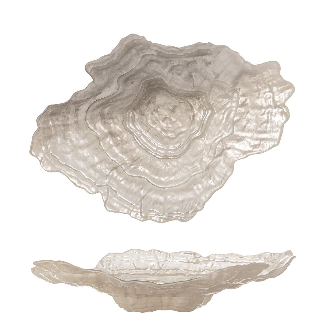 Bol decorativ, Bloomingville, Aiku, 38x29x7 cm, sticla, natural