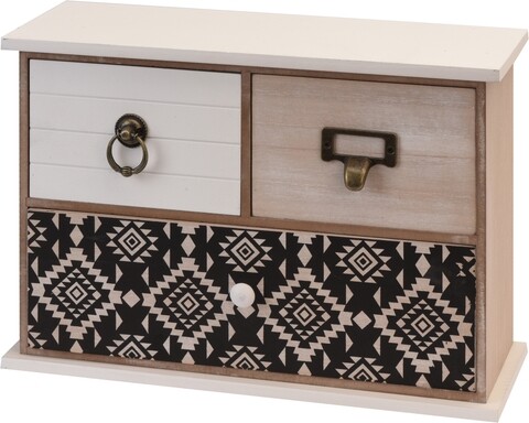 Mini dulap pentru depozitare, 32x22x12 cm, 3 sertare, lemn, natur