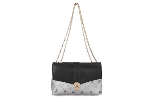 Geanta Beverly Hills Polo Club, 623, piele ecologica, gri/negru