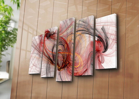 Set 5 tablouri decorative, 5PATK-246, Canvas, 19 x 70 cm, Multicolor Canvart