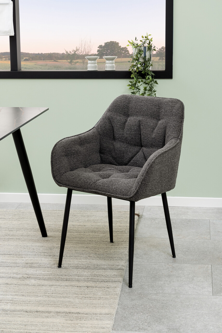 Scaun Brooke, Actona, 58x55x83 cm, tesatura Boucle/otel, antracit - view 5