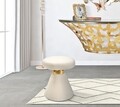 Masuta de cafea, Mauro Ferretti, ICELAND, Ø 42 x 51 cm, lemn de pin/mdf/piele ecologica, crem/auriu/alb