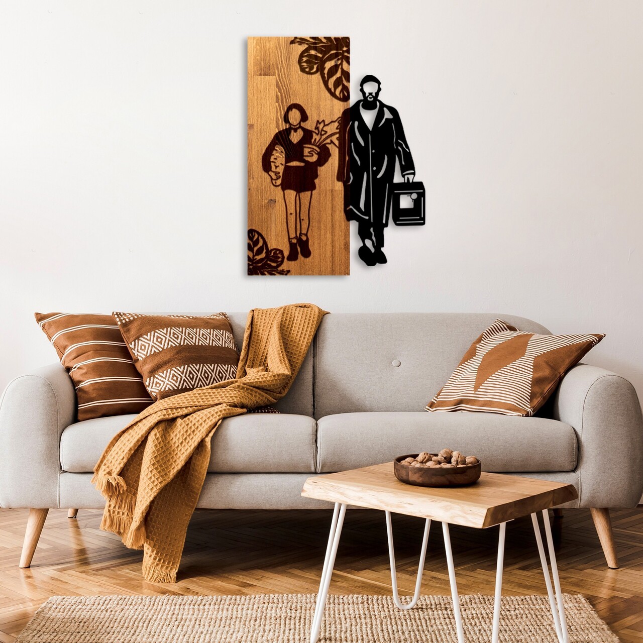 Decoratiune de perete, Leon The Professional, Lățime: 44 cm, Nuc / Negru - view 4