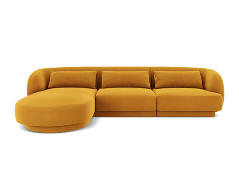 Coltar stanga 4 locuri, Tulum, Cosmopolitan Design, 255x156x70 cm, catifea, galben