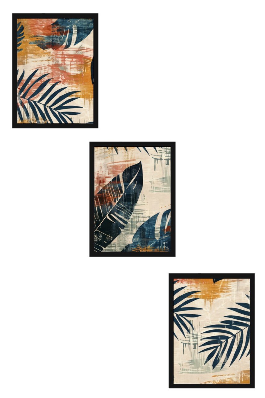 Set 3 tablouri decorative, Huhu468S, Cadru: 100% LEMN MASIV (Grosime: 2,5 cm), Multicolor - view 3