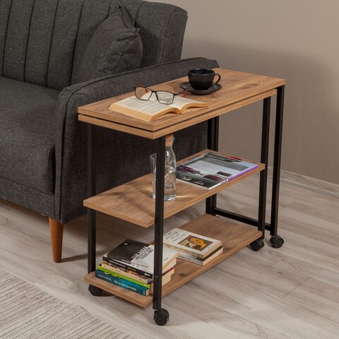Masuta multifunctionala cu roti Melin, Sapphire, 70x76x63 cm, natural/negru 70x76x63