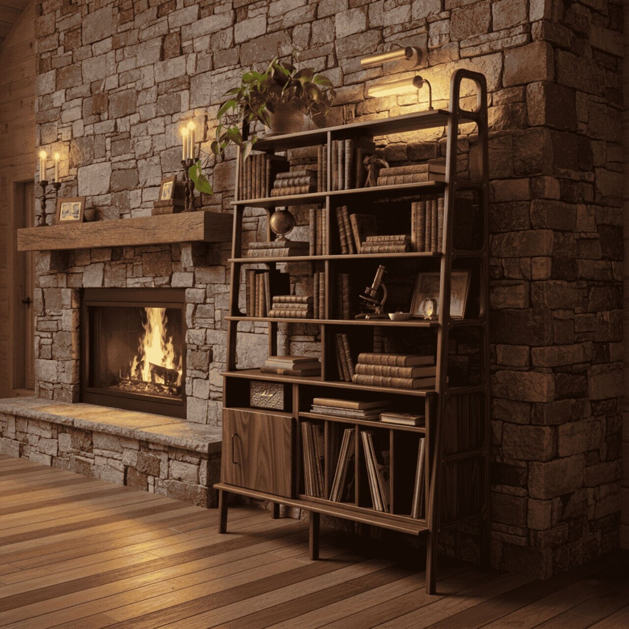 Corp biblioteca, Hanah Home, CPT4781-190, 120x.190x40 cm, PLACAJ CARPEN, Maro — imaginea 3
