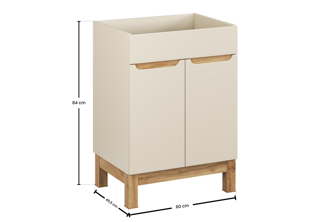 Set mobilier baie Bali Cashmere Lava 60 cm HC, dulap inalt, masca cu lavoar, Comad, MDF/PAL, casmir - view 10