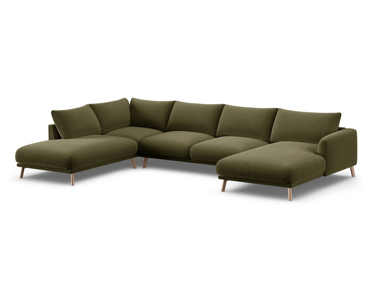 Coltar panoramic stanga 6 locuri, Naomi, Micadoni Home, 365x235x75 cm, catifea, verde — imaginea 5